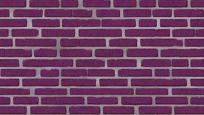 The primary subject of the image is a purple brick wall. The setting is a brick wall, and the visual style is a photo. The dominant colors are purple and red, creating a bold and striking atmosphere.