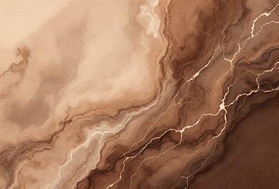 The primary subject of the image is a painting of a rocky surface with a brown and white color scheme. The setting is a rocky landscape, and the visual style is a painting. The dominant colors are brown and white, creating a natural and earthy atmosphere.