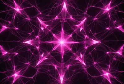 The primary subject of the image is a pink star pattern, which is the main object, scene, or focus of the image. The setting or background is a dark, pink-colored space, which adds to the overall atmosphere. The visual style of the image is a combination of digital art and illustration, creating a unique and eye-catching pattern. The colors and mood of the image are predominantly pink, giving it a warm and inviting feel.