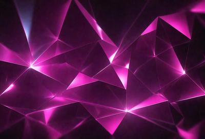The primary subject of the image is a close-up of a pink, geometric pattern. The pattern is made up of triangles and appears to be a part of a larger structure. The setting is a dark background, which contrasts with the bright pink color of the pattern. The visual style of the image is a combination of digital art and illustration, creating a unique and eye-catching design. The dominant colors in the image are pink and purple, giving the scene a warm and inviting atmosphere.