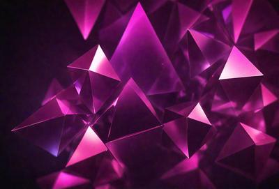 The primary subject of the image is a close-up of a pink geometric pattern, which appears to be a combination of triangles and diamonds. The setting is a dark background, which contrasts with the bright pink color of the pattern. The visual style of the image is a mix of digital art and illustration, creating a unique and eye-catching design. The dominant colors in the image are pink and purple, giving the pattern a vibrant and lively appearance.