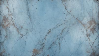 The primary subject of the image is a blue marble wall with a pattern of white and brown streaks. The setting is a room with a blue background, and the visual style is a close-up of the marble wall. The colors and mood of the image are predominantly blue and earthy tones, creating a serene and calming atmosphere.