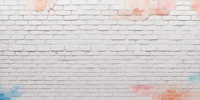 The primary subject of the image is a white brick wall. The setting is a brick wall with a pinkish hue, possibly due to the presence of red paint or a stain. The visual style is a close-up of the brick wall, showcasing its texture and details. The colors and mood of the image are predominantly white and pink, creating a warm and inviting atmosphere.