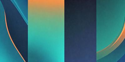 The primary subject of the image is a large, colorful painting. The setting is a wall, and the visual style appears to be a combination of digital art and illustration. The painting features a vibrant blue background with a green and orange gradient, creating a striking contrast. The colors and mood of the painting evoke a sense of depth and intrigue, inviting the viewer to explore the artwork further.