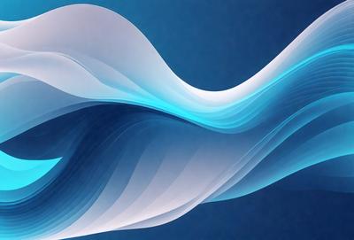 The primary subject of the image is a blue and white wave, which is the main focus of the scene. The wave is depicted in a digital art style, giving it a modern and visually appealing appearance. The setting is a blue background, which complements the colors of the wave and adds to the overall atmosphere of the image.