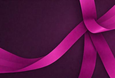 The primary subject of the image is a pink ribbon. The ribbon is wrapped around a package, creating a visually appealing and festive appearance. The setting is a dark background, which contrasts with the bright pink color of the ribbon. The visual style of the image is a close-up of the ribbon, emphasizing its texture and details. The colors and mood of the image are predominantly pink, creating a warm and celebratory atmosphere.