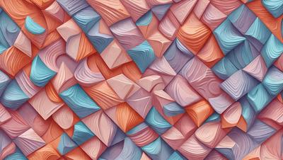 The primary subject of the image is a colorful, abstract pattern made up of various shapes and colors. The setting is a pink and blue background, which adds to the vibrant and lively atmosphere of the scene. The visual style of the image is a combination of digital art and illustration, creating a unique and eye-catching design. The dominant colors in the pattern are pink and blue, which evoke a sense of warmth and energy.