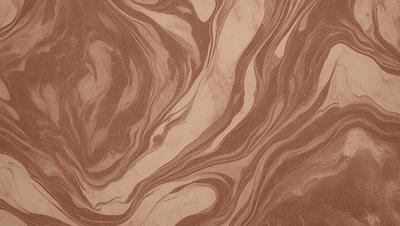 The primary subject of the image is a close-up of a marbled surface, which appears to be a stone or a marble-like material. The setting is a room with a brown and white color scheme. The visual style is a close-up of the marbled surface, showcasing its intricate patterns and textures. The colors and mood of the image are warm and earthy, with the brown and white tones creating a sense of depth and richness.