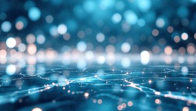 The primary subject of the image is a blue background with a pattern of bright lights, creating a visually appealing and dynamic scene. The setting appears to be a dark space, possibly a night sky, with the bright lights creating a contrast against the darkness. The visual style of the image is a combination of digital art and illustration, as the lights are arranged in a way that resembles a network or a web. The colors and mood of the image are predominantly blue, with the bright lights adding a sense of energy and