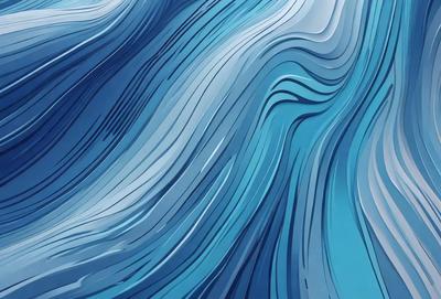 The primary subject of the image is a blue ocean wave. The setting is the ocean, with the wave being the main focus of the image. The visual style is a digital art or illustration, as the wave is depicted in a detailed and artistic manner. The dominant colors in the image are blue and white, creating a serene and calming atmosphere.