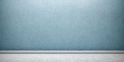 The primary subject of the image is a blue wall with a white border. The setting is a room with a white floor. The visual style is a photo, and the dominant colors are blue and white. The overall atmosphere is clean and minimalistic.