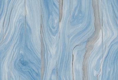 The primary subject of the image is a wooden surface with a blue and white pattern. The setting is a wooden wall, and the visual style appears to be a combination of a photo and a digital art or illustration. The dominant colors are blue and white, creating a calm and soothing atmosphere.