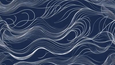 The primary subject of the image is a blue ocean with white waves. The setting is the ocean, and the visual style is a digital art or illustration. The dominant colors are blue and white, creating a calm and serene atmosphere.