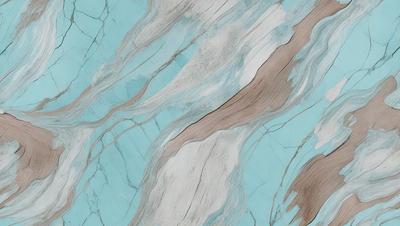 The primary subject of the image is a blue marble wall with a wood grain pattern. The setting is a room with a blue marble floor. The visual style is a close-up of the marble wall, showcasing its unique texture and design. The colors and mood of the image are predominantly blue, creating a calm and serene atmosphere.