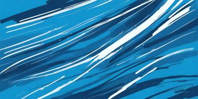 The primary subject of the image is a blue ocean with waves. The setting is the open ocean, and the visual style is a painting or drawing. The dominant colors are blue and white, creating a serene and calming atmosphere.