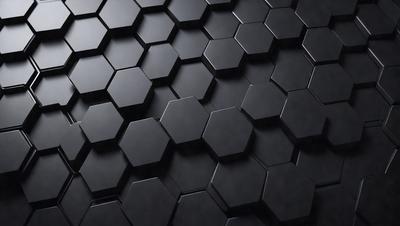 The primary subject of the image is a black and white patterned surface, which appears to be a black tile or a black and white checkered pattern. The setting is a dark room, and the visual style is a close-up of the patterned surface. The colors and mood of the image are predominantly dark and moody, with the black and white pattern creating a sense of depth and contrast.