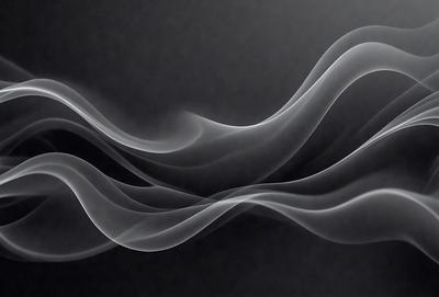 The primary subject of the image is a smoke trail, which appears as a curved, flowing line. The setting is a dark background, which contrasts with the smoke trail, creating a striking visual effect. The visual style is a combination of photo and digital art, as the smoke trail is captured in a photograph while the overall composition and mood are reminiscent of digital art. The colors and mood of the image are predominantly dark, with the smoke trail being the main focus and source of interest.