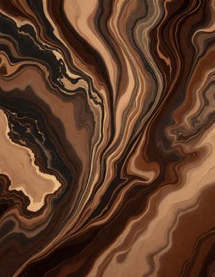 The primary subject of the image is a close-up of a wooden surface with a pattern of swirls and stripes. The setting is a natural environment, possibly a wooded area. The visual style is a combination of a photo and a digital art, as it appears to be a close-up of a natural material with a unique pattern. The colors and mood of the image are predominantly brown and earthy, giving it a natural and organic feel.
