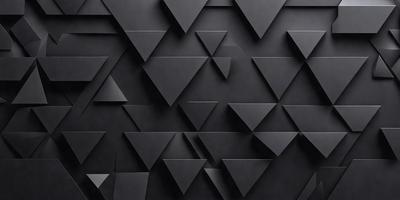 The primary subject of the image is a black wall with a pattern of triangles. The setting is a dark room, and the visual style appears to be a digital art or illustration. The dominant colors are black and white, creating a moody atmosphere.
