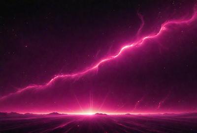 The primary subject of the image is a pink nebula with a purple hue, which is the main object, scene, or focus of the image. The setting or background features a dark sky, and the visual style appears to be a digital art or illustration. The dominant colors and overall atmosphere of the image are pink and purple, creating a vibrant and captivating scene.
