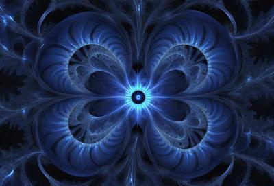 The primary subject of the image is a blue and white spiral pattern, which appears to be a digital art or illustration. The setting is a dark background, which contrasts with the bright colors of the spiral pattern. The visual style is a combination of digital art and illustration, creating a unique and captivating image. The dominant colors are blue and white, giving the image a calm and serene atmosphere.