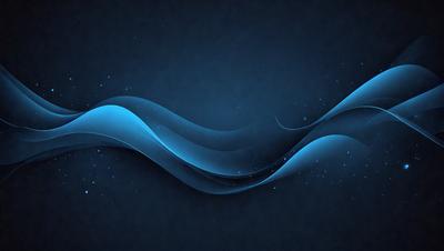 The primary subject of the image is a blue wave, which is the main focus of the scene. The setting is a dark blue background, creating a contrasting and dramatic effect. The visual style is a digital art or illustration, as the wave is depicted in a stylized and artistic manner. The dominant colors are blue and black, giving the image a calm and serene atmosphere.