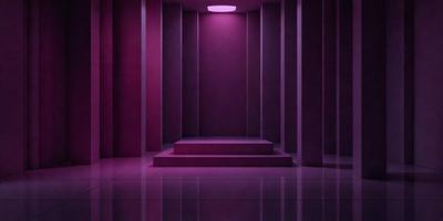 The primary subject of the image is a purple room with a pink floor. The setting is a purple room with a pink floor, and the visual style is a photo. The dominant colors in the image are purple and pink, creating a warm and inviting atmosphere.