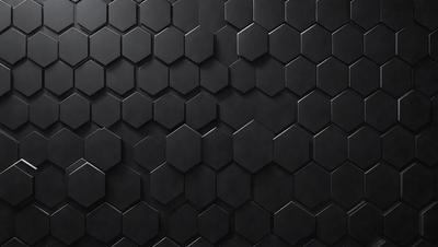The primary subject of the image is a black and white patterned wall. The setting is a black background, and the visual style is a patterned texture. The dominant colors are black and white, creating a bold and striking atmosphere.
