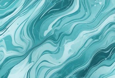 The primary subject of the image is a blue and white ocean wave. The setting is the ocean, with the wave being the main focus of the image. The visual style is a digital art or illustration, as the wave is depicted in a detailed and artistic manner. The dominant colors are blue and white, creating a serene and calming atmosphere.