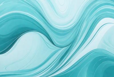 The primary subject of the image is a blue and white ocean wave. The setting is the ocean, and the visual style is a digital art or illustration. The dominant colors are blue and white, creating a serene and calming atmosphere.