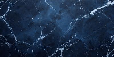 The primary subject of the image is a blue marble wall with a pattern of white and blue veins. The setting is a dark room, and the visual style is a close-up of the marble wall. The colors and mood of the image are predominantly dark and moody, with the blue marble wall providing a striking contrast against the dark background.