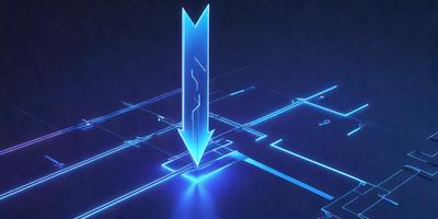 The primary subject of the image is a blue arrow pointing upwards. The arrow is located in the center of the image, and it appears to be a part of a larger blue structure. The setting is a dark blue background, which contrasts with the bright blue arrow. The visual style of the image is digital art, as it is a computer-generated representation of the arrow. The colors and mood of the image are predominantly blue, creating a sense of depth and calmness.