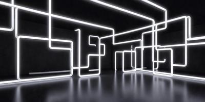 The primary subject of the image is a room with a black background and a white light. The room is filled with white light, creating a bright and clean atmosphere. The setting appears to be a modern, minimalist space. The visual style of the image is a combination of digital art and illustration, as the light appears to be a digital creation. The colors and mood of the image are predominantly white, creating a sense of purity and simplicity.