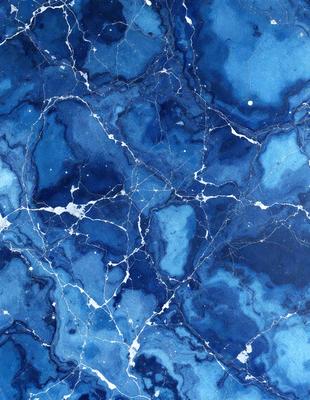 The primary subject of the image is a blue marble-like surface with a pattern of white dots. The setting is a blue background, and the visual style appears to be a combination of a photo and a digital art or illustration. The colors and mood of the image are predominantly blue, creating a calm and serene atmosphere.