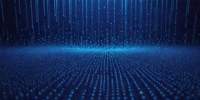 The primary subject of the image is a blue background with a pattern of tiny blue dots. The setting appears to be a dark room, and the visual style is a digital art or illustration. The dominant colors are blue and black, creating a calm and serene atmosphere.