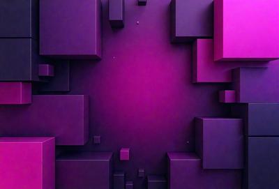 The primary subject of the image is a purple background with a few small, square-shaped objects scattered throughout the scene. The setting appears to be a dark, abstract environment, possibly a futuristic or surreal space. The visual style of the image is digital art, as it features a combination of geometric shapes and a purple hue. The colors and mood of the image are predominantly purple, creating a sense of mystery and intrigue.