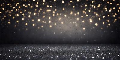 The primary subject of the image is a close-up of a sparkling, glittering surface, possibly a wall or a piece of artwork. The setting is a dark room, and the visual style appears to be a combination of a photo and digital art. The colors and mood of the image are predominantly dark and mysterious, with the sparkling surface providing a contrasting and eye-catching element.