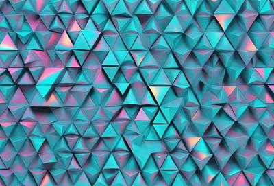 The primary subject of the image is a blue and pink geometric pattern. The setting is a blue and pink background, which creates a visually striking contrast with the pattern. The visual style is a digital art or illustration, as the pattern is intricately designed and the colors are vibrant. The dominant colors are blue and pink, creating a lively and energetic atmosphere.