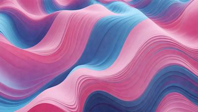The primary subject of the image is a large, colorful, and abstract wave pattern. The wave is composed of various shades of pink, blue, and purple, creating a visually striking and vibrant scene. The setting is a large, curved surface, possibly a wall or a sculpture, that showcases the wave pattern. The visual style of the image is a combination of digital art and illustration, with the wave pattern being skillfully rendered and the colors being rich and vibrant. The overall atmosphere of