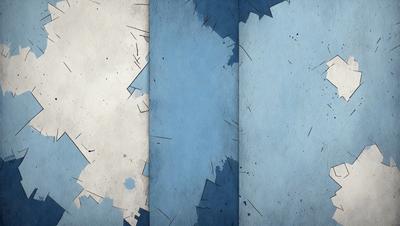 The primary subject of the image is a blue wall with a white and blue striped pattern. The setting is a room with a blue wall, and the visual style is a combination of digital art and illustration. The dominant colors are blue and white, creating a calm and soothing atmosphere.