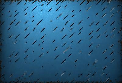 The primary subject of the image is a blue background with a pattern of black lines. The setting appears to be a dark room, and the visual style is a combination of a photo and digital art. The dominant colors are blue and black, creating a moody atmosphere.