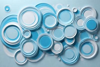 The primary subject of the image is a blue and white patterned wall. The setting is a room with a blue and white color scheme. The visual style is a combination of digital art and illustration. The dominant colors are blue and white, creating a calm and soothing atmosphere.