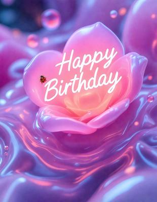 The primary subject of the image is a pink rose with a ladybug on it. The rose is placed on a pink surface, which adds to the overall color scheme of the image. The visual style of the image is a combination of photo and digital art, creating a unique and eye-catching presentation. The colors and mood of the image are predominantly pink, which gives it a warm and inviting atmosphere.