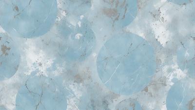 The primary subject of the image is a pattern of blue circles on a white background. The circles are arranged in a visually appealing manner, creating a sense of depth and dimension. The setting appears to be a wall or a surface with a textured appearance, possibly a marble or stone surface. The visual style of the image is a combination of digital art and illustration, with the blue circles and white background creating a cohesive and harmonious design. The colors and mood of the image are predominantly blue and white
