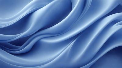The primary subject of the image is a blue fabric, which appears to be a piece of silk. The setting is a blue background, which complements the blue fabric. The visual style is a close-up of the fabric, showcasing its texture and details. The colors and mood of the image are predominantly blue, creating a calm and serene atmosphere.