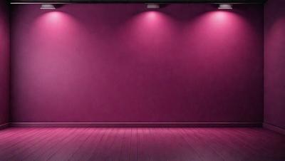 The primary subject of the image is a pink wall with a purple hue. The setting is a room with a wooden floor. The visual style is a photo, and the colors and mood convey a warm and inviting atmosphere.