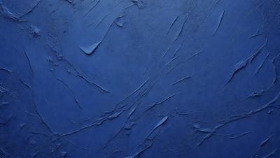 The primary subject of the image is a blue wall with a pattern of white streaks. The setting is a room with a blue background. The visual style is a painting, and the colors and mood are predominantly blue and calming.