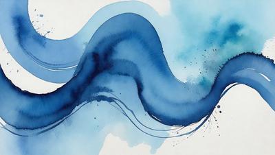 The primary subject of the image is a blue wave, which is the main focus of the scene. The wave is depicted in a watercolor style, giving it a vibrant and dynamic appearance. The setting is a blue background, which complements the blue wave and adds to the overall atmosphere of the image. The visual style is a combination of artistic expression and digital art, creating a unique and captivating piece of art.