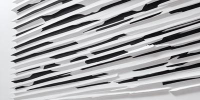 The primary subject of the image is a white wall with a black and white pattern. The setting is a room with a black and white wallpaper. The visual style is a black and white photo. The dominant colors are black and white, creating a classic and timeless atmosphere.