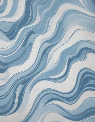 The primary subject of the image is a blue and white patterned wallpaper. The setting is a room with a blue and white color scheme. The visual style is a patterned wallpaper, which gives the room a unique and artistic appearance. The dominant colors are blue and white, creating a calm and soothing atmosphere in the room.